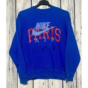 Nike Air Paris Sweatshirt Men's Small‎ Fleece Crew Neck Blue Oversized NWT